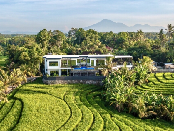 Villa with Ricefield and Ocean Views